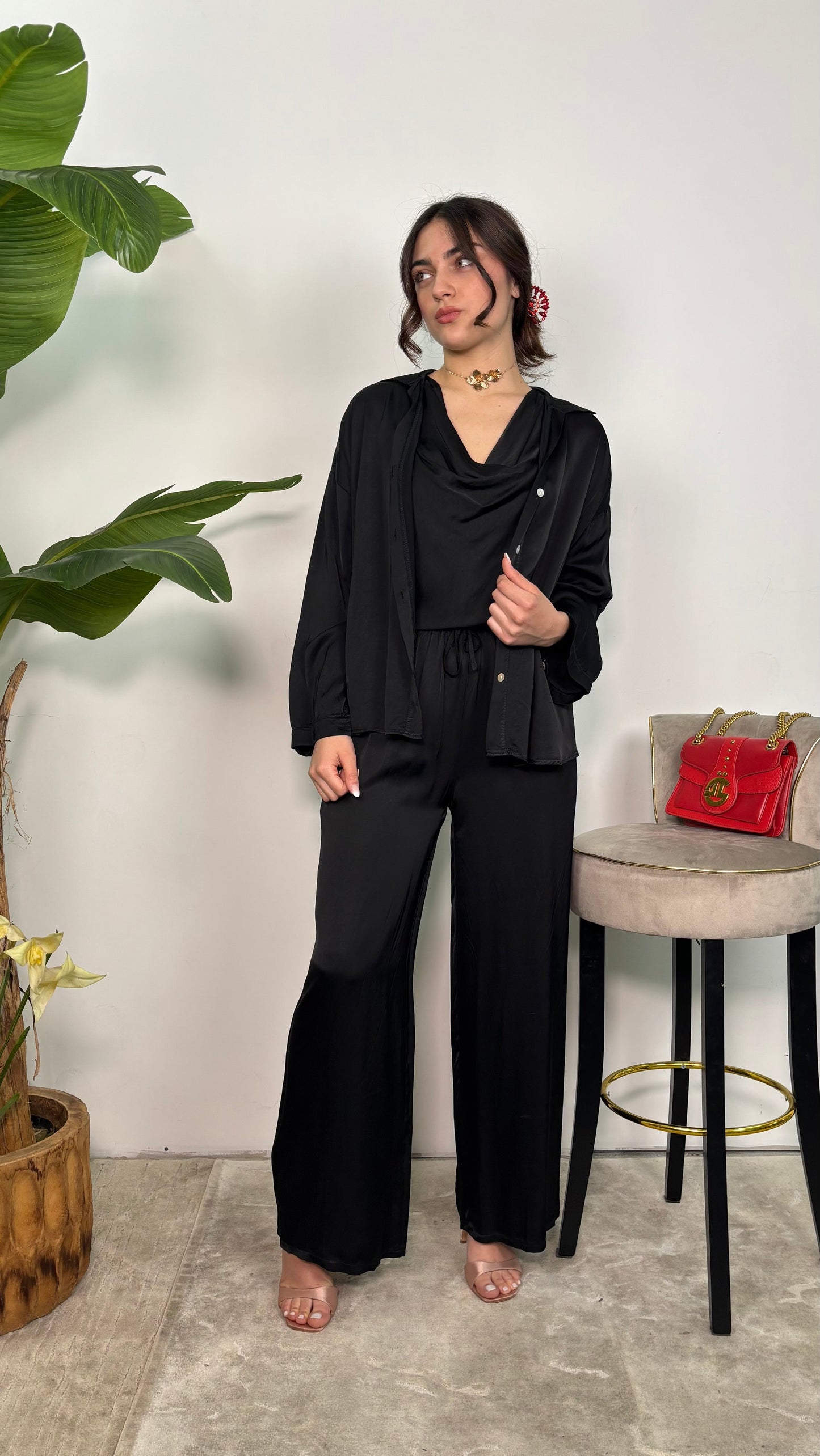 Pantalone in raso Elodie