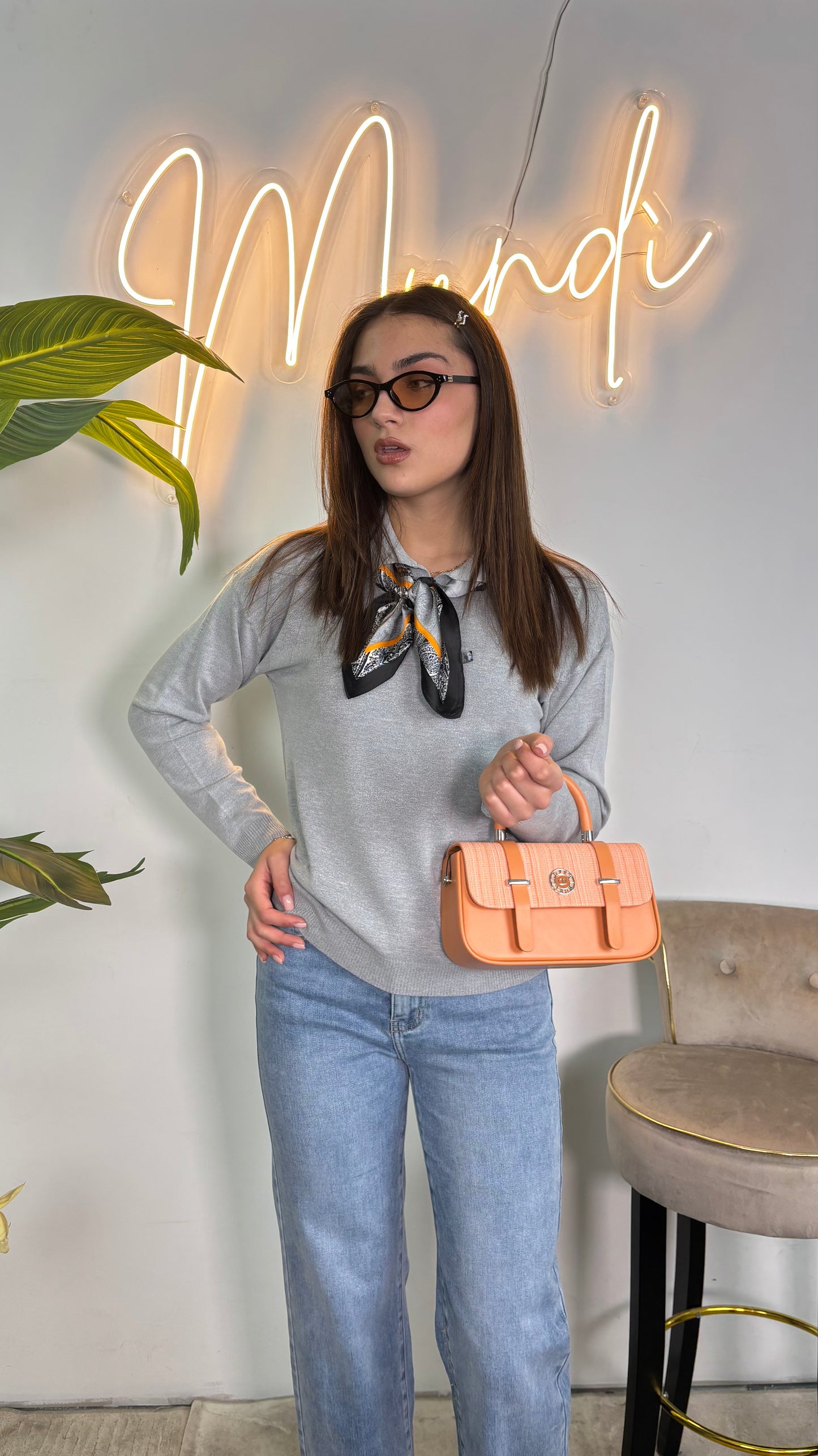 Polo manica lunga con foulard