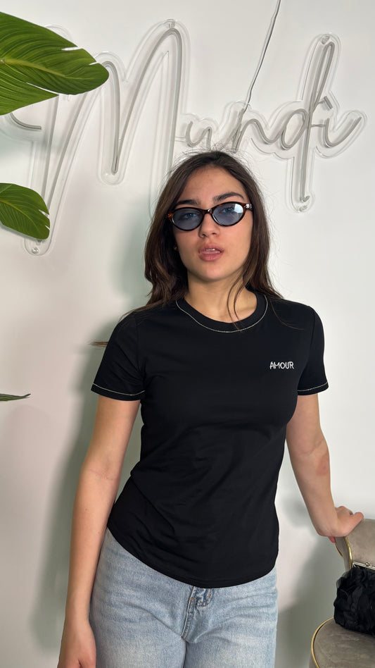 T-shirt Amour nera