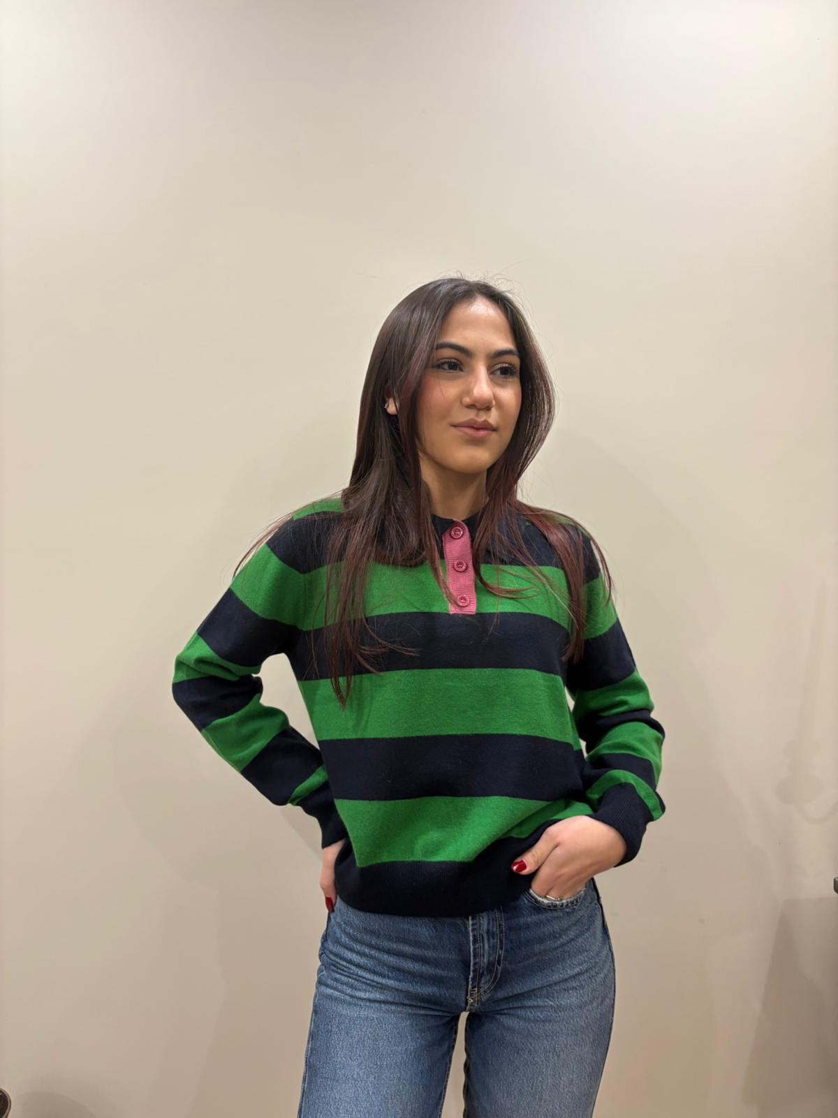 Polo Rigata con Contrasto