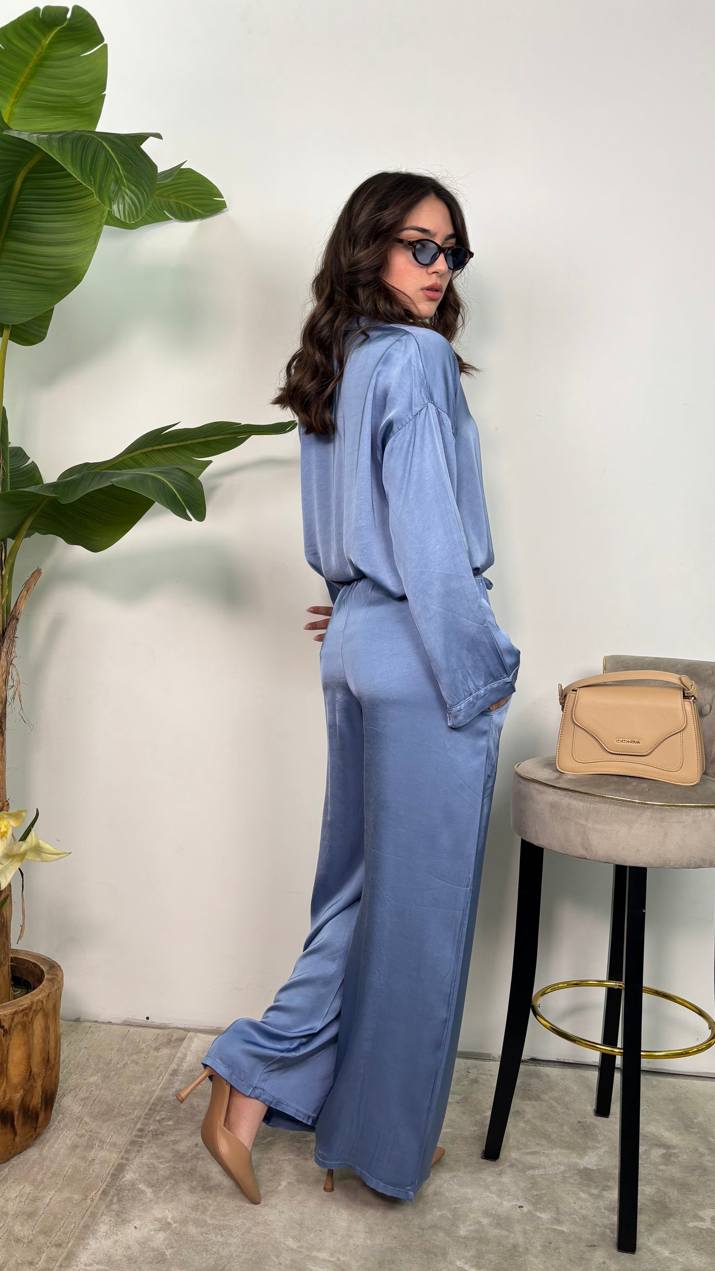 Pantalone in raso Elodie