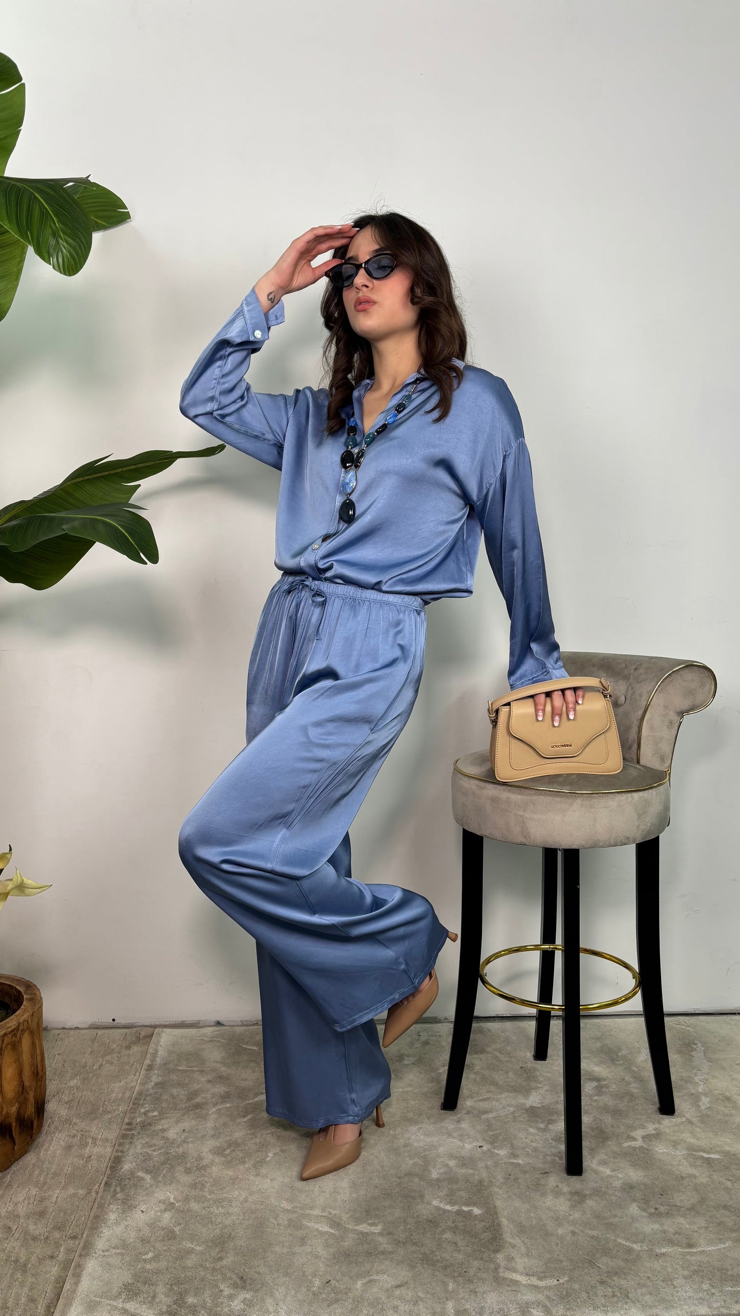 Pantalone in raso Elodie