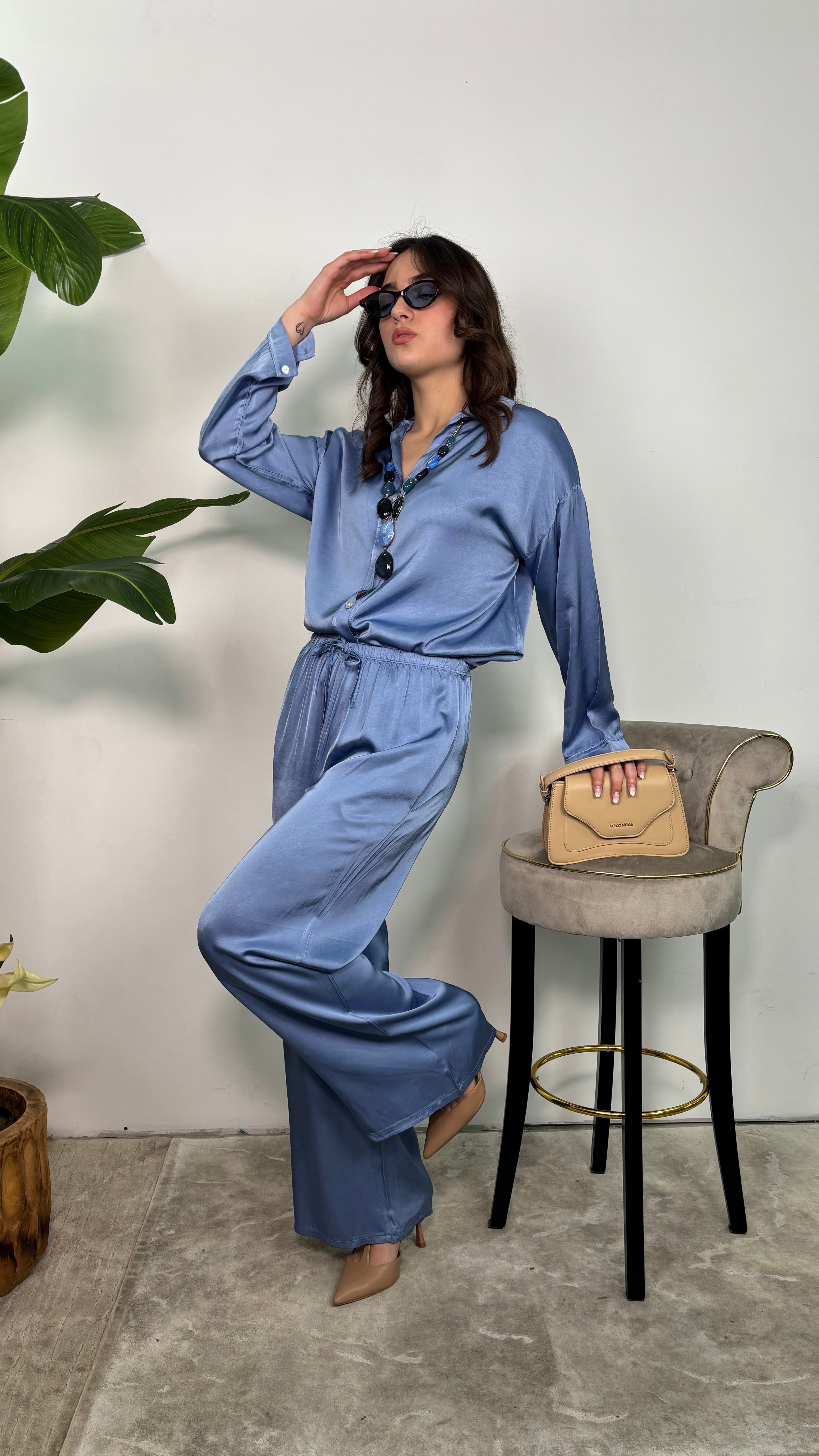 Pantalone in raso Elodie