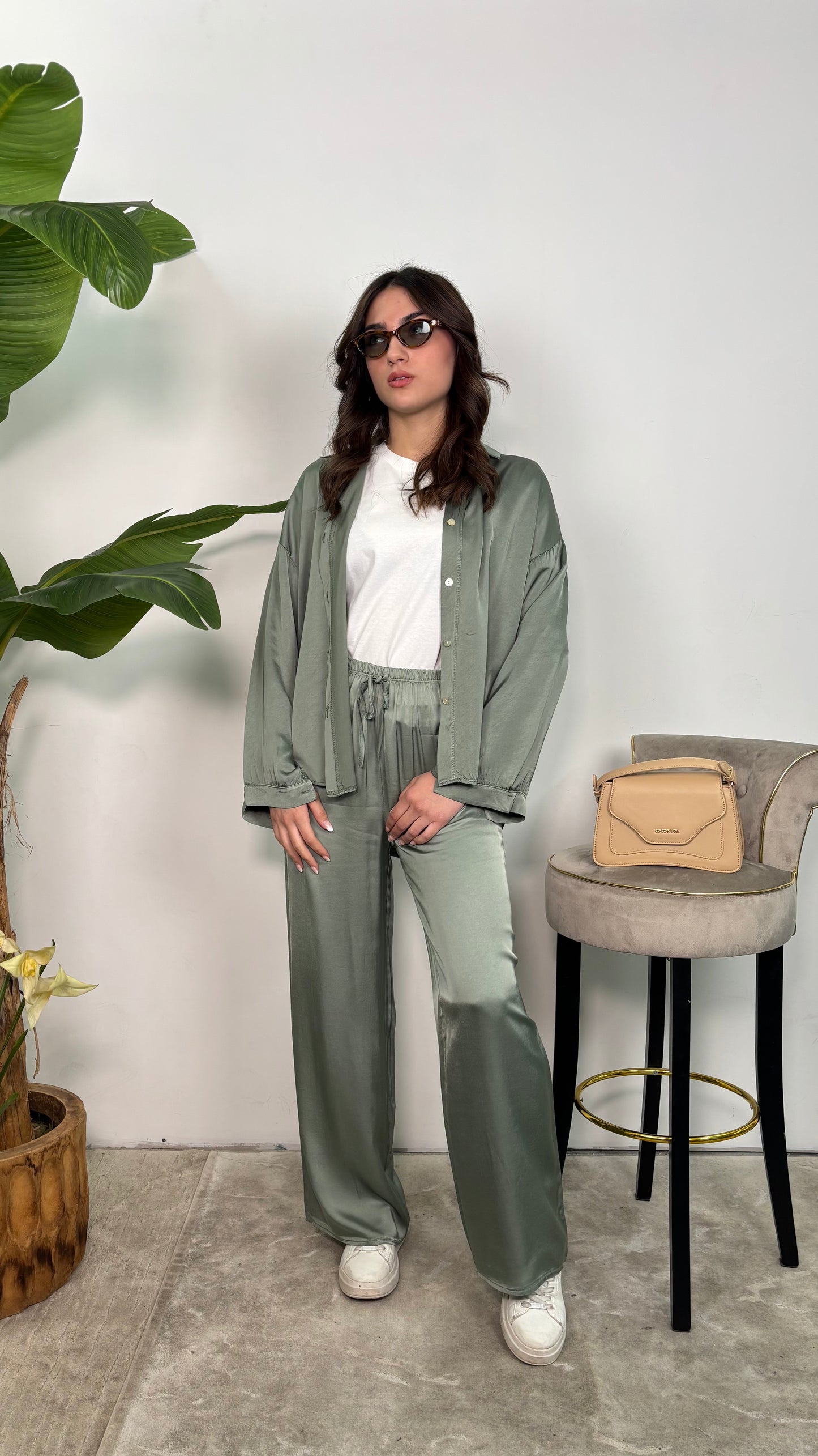Pantalone in raso Elodie