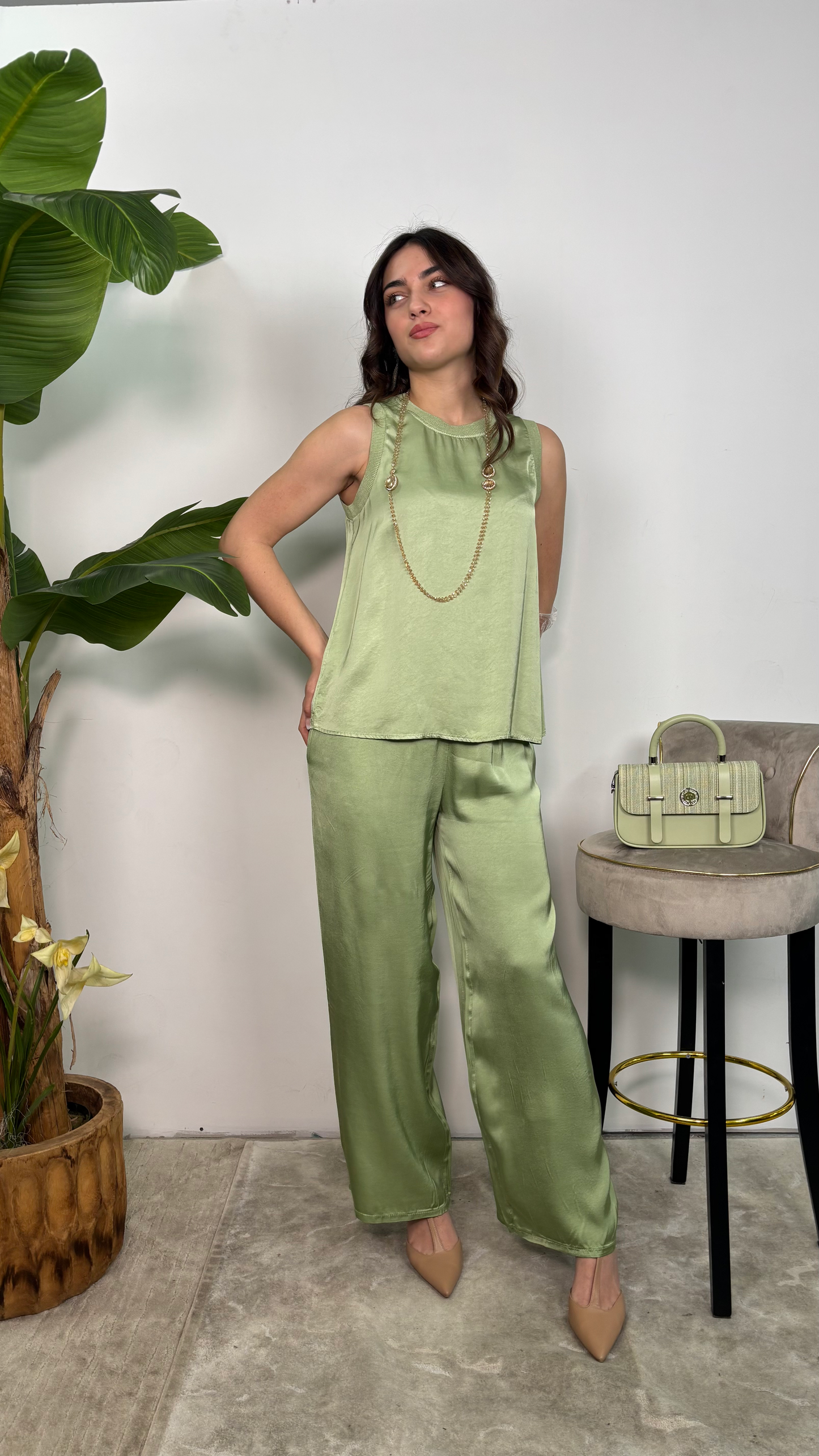 Pantalone in raso Elodie