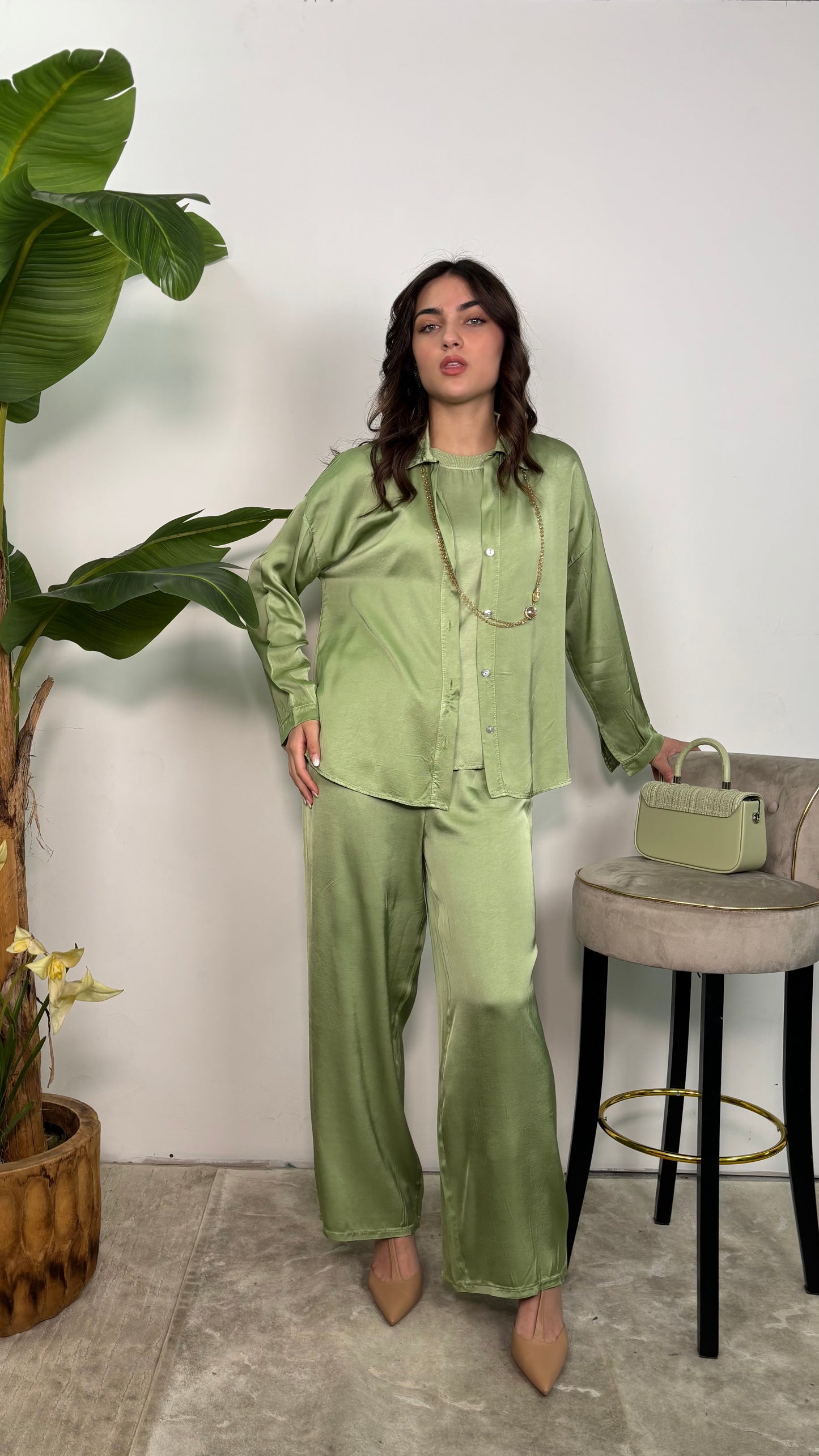 Pantalone in raso Elodie