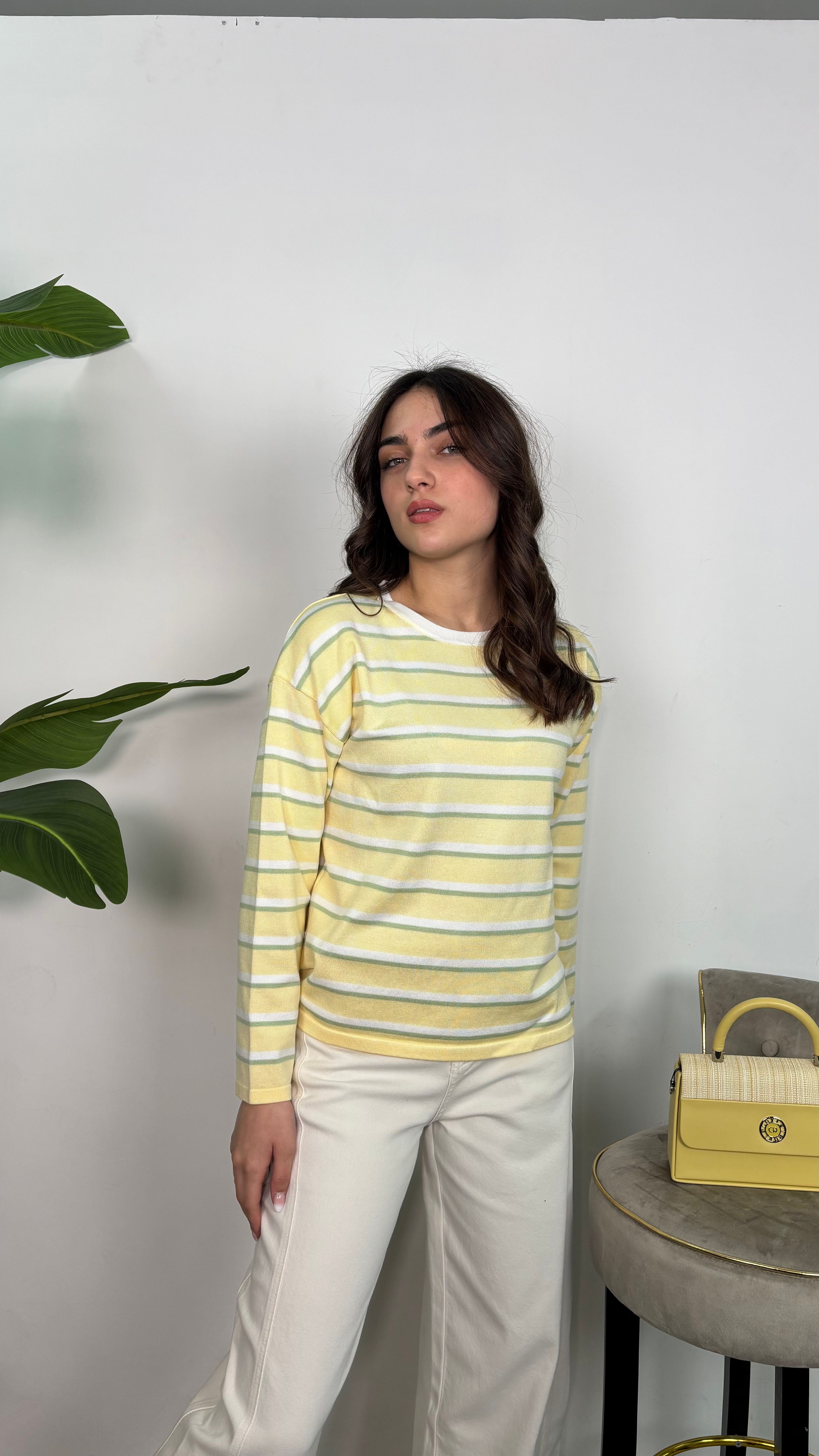 Maglietta girocollo a righe