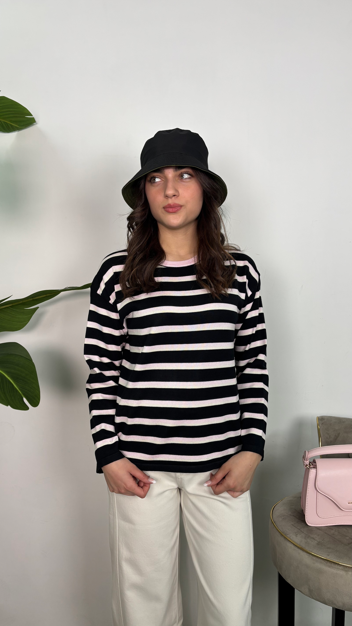 Maglietta girocollo a righe