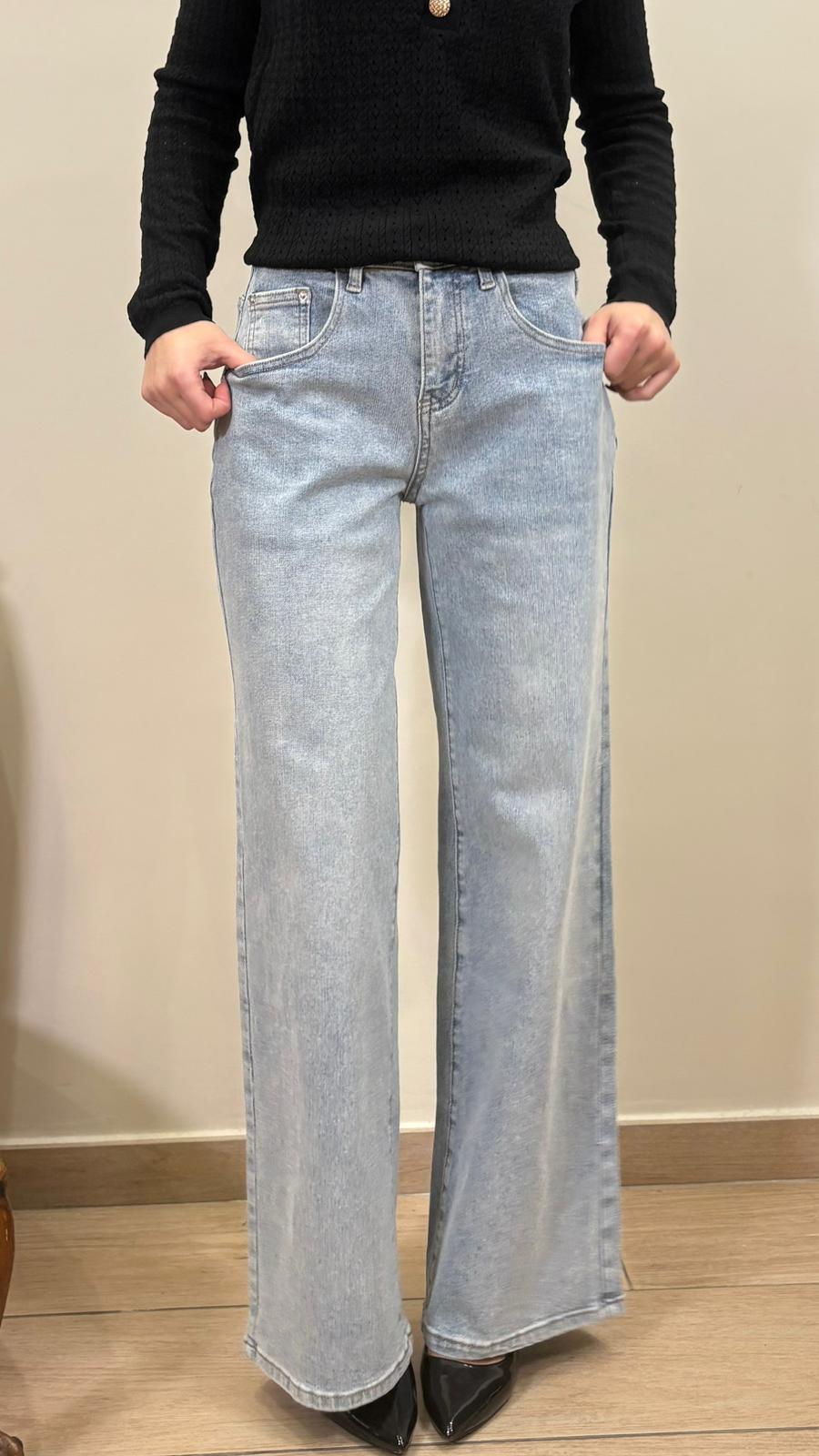 Jeans Wide-leg lavaggio chiaro