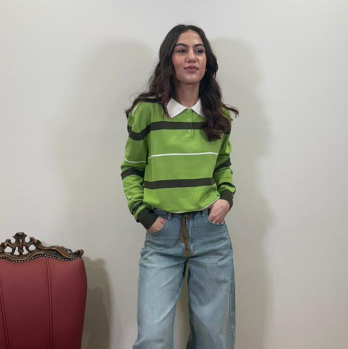 Polo in misto cotone a righe