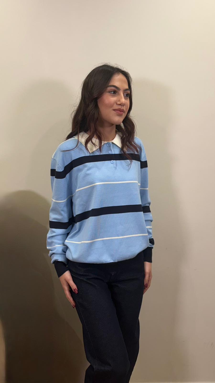 Polo in misto cotone a righe