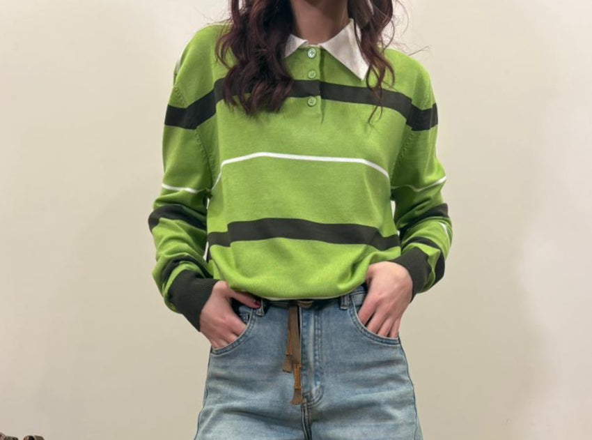 Polo in misto cotone a righe
