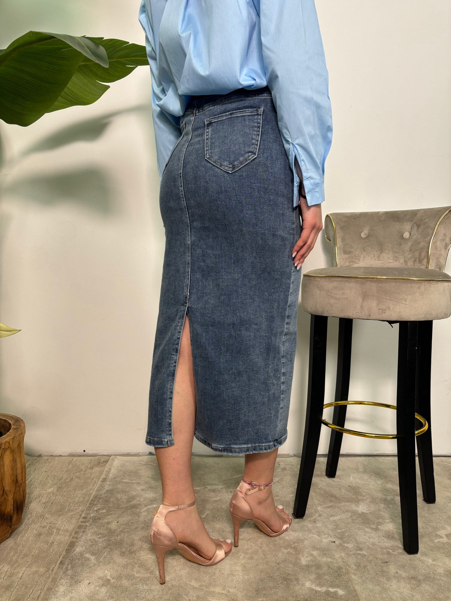 Gonna Vins longuette in denim