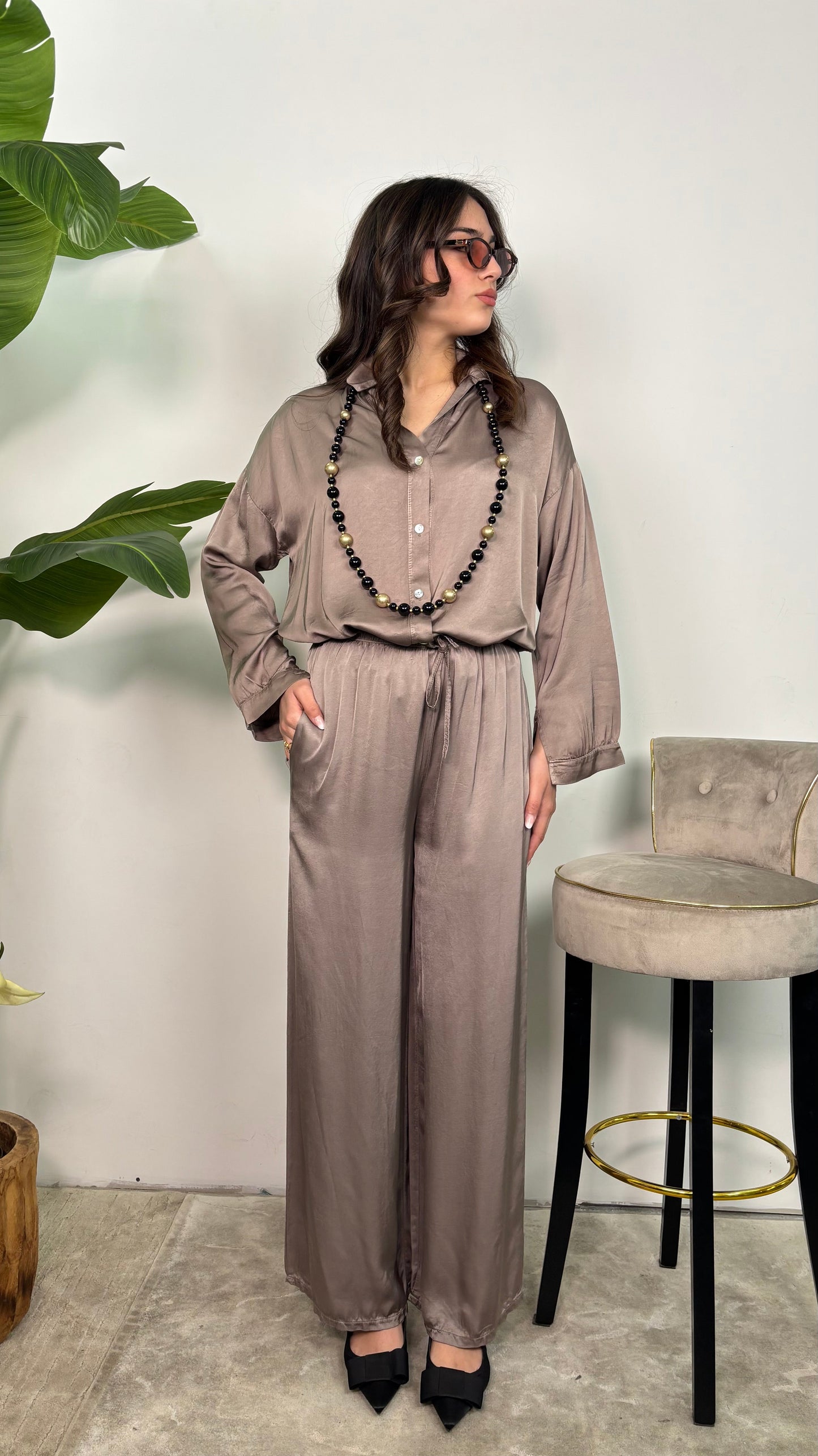 Pantalone in raso Elodie