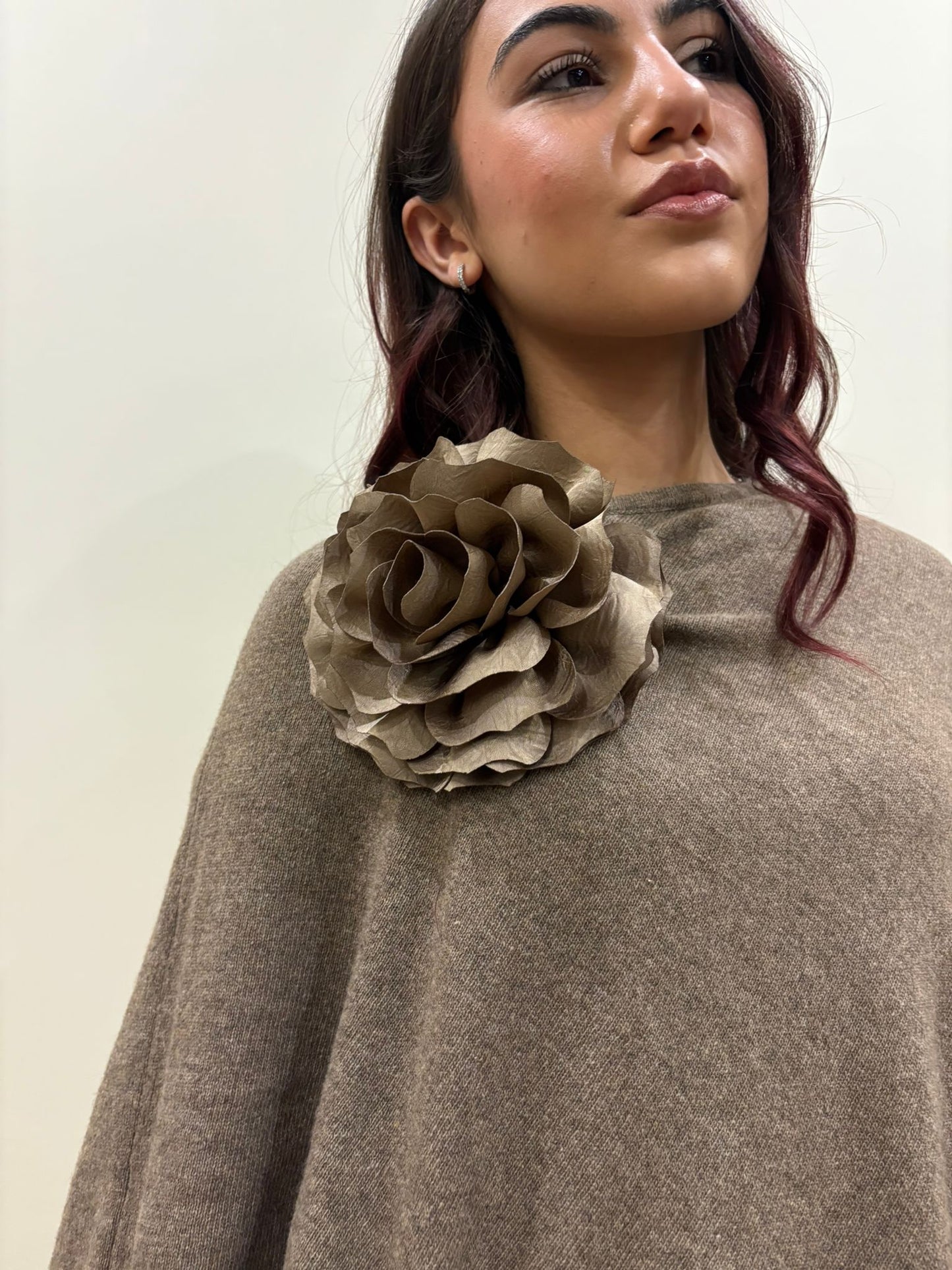 Poncho in misto cachemire