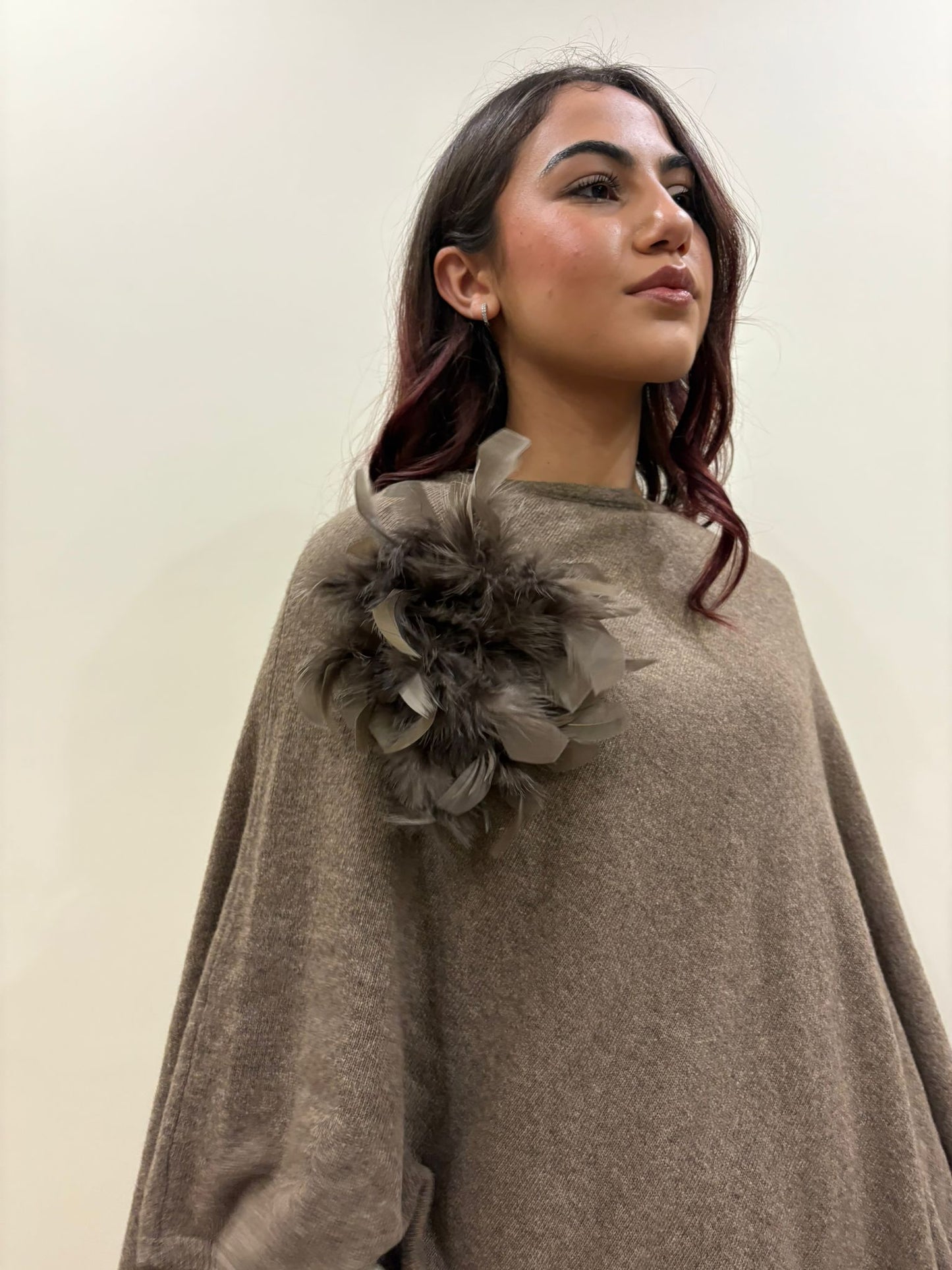 Poncho in misto cachemire