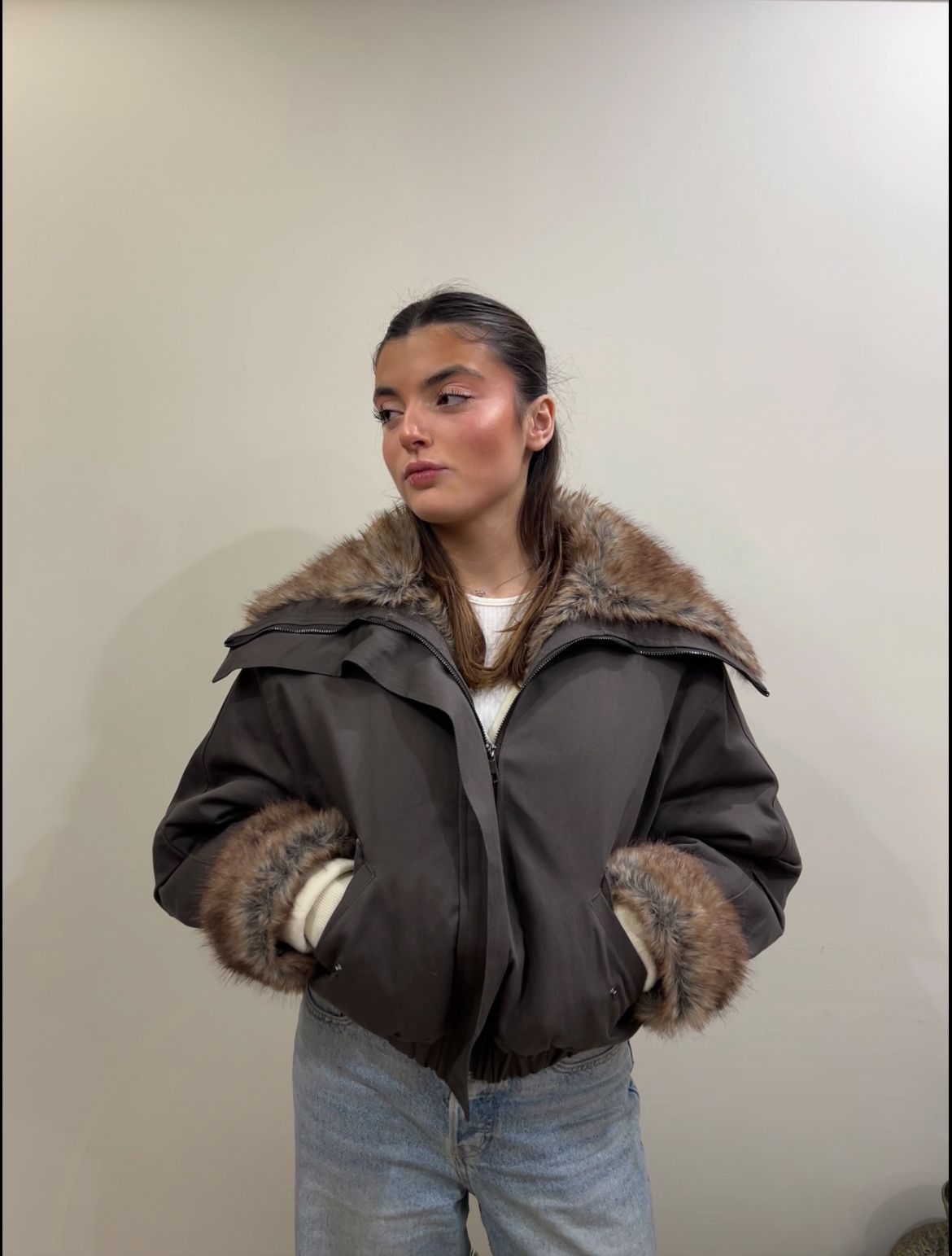Bomber con Eco-Pelliccia