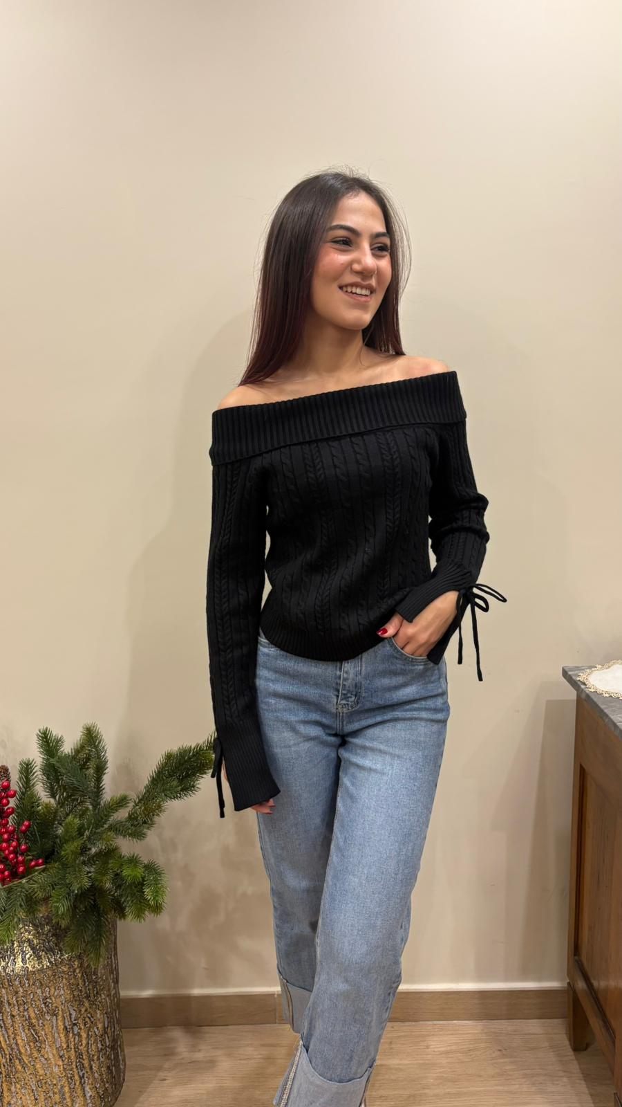 Maglia con lavorazione Trecce