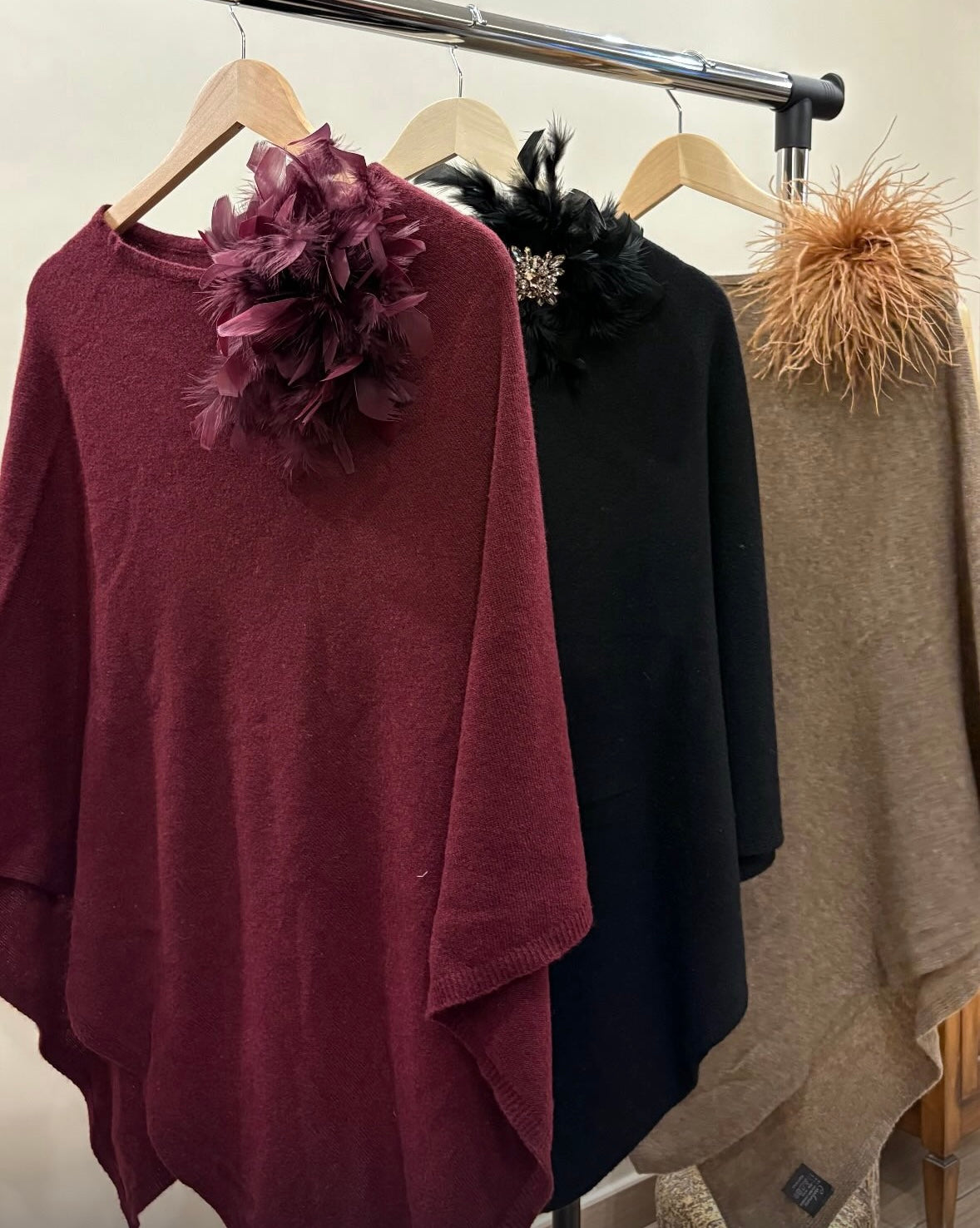 Poncho in misto cachemire